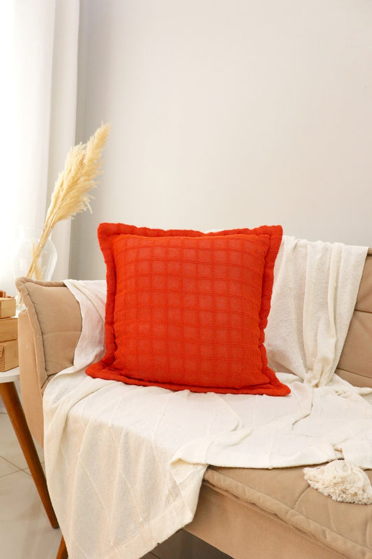 Capa de Almofada Decorativa em Algodão Lisa Laranja 45x45