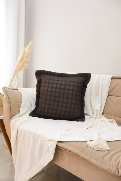 Capa de Almofada Decorativa em Algodão Lisa Marrom Café 45x45