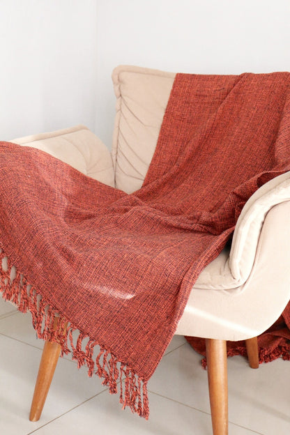 Manta para Sofá Básica Gigante Casal Terracota Mesclada 1,80x2,20m
