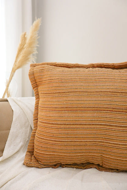 Capa de Almofada Decorativa em Algodão Mostarda Mesclada 45x45