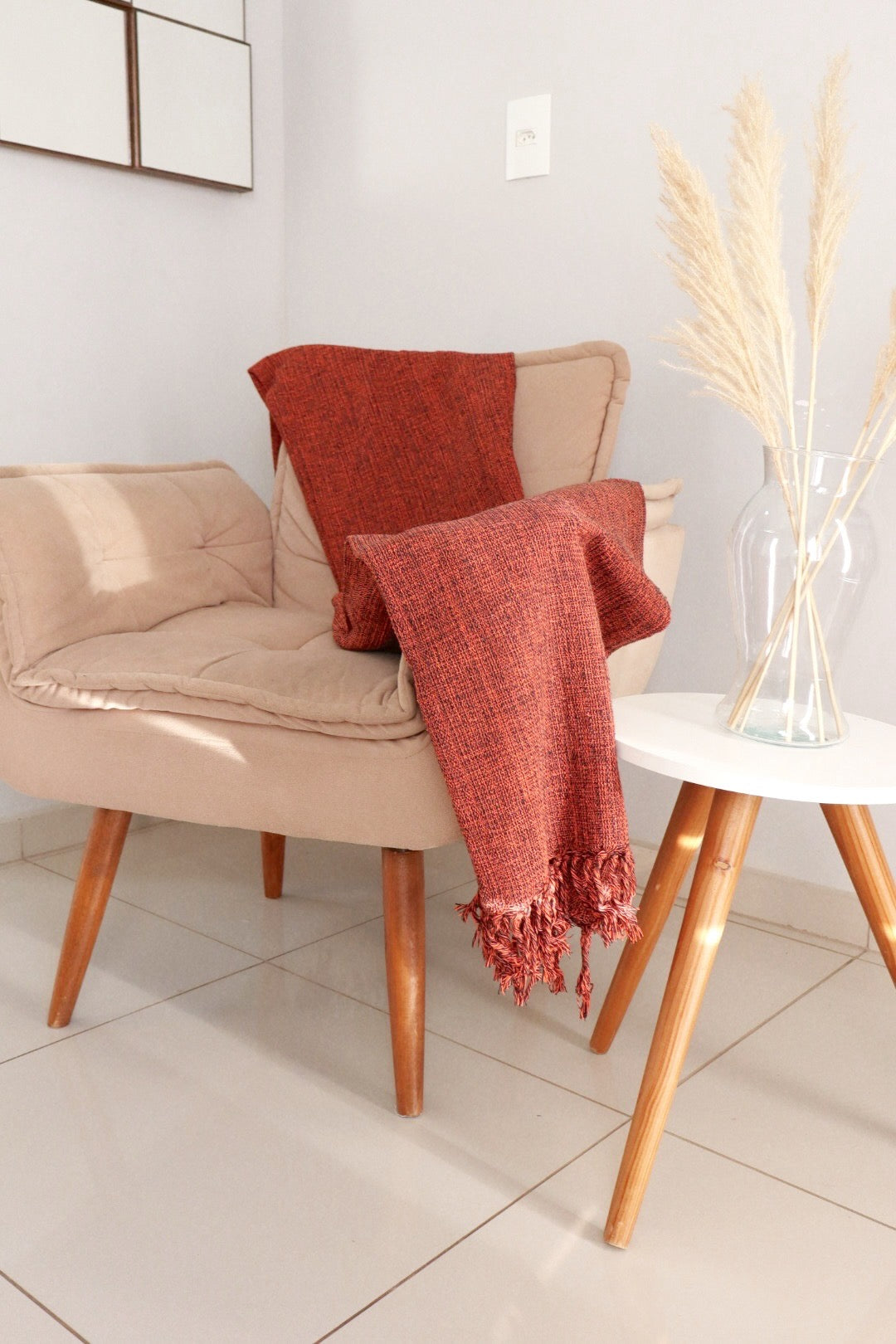 Manta para Sofá Básica Gigante Casal Terracota Mesclada 1,80x2,20m