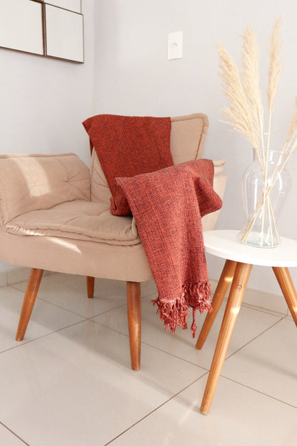 Manta para Sofá Básica Gigante Casal Terracota Mesclada 1,80x2,20m