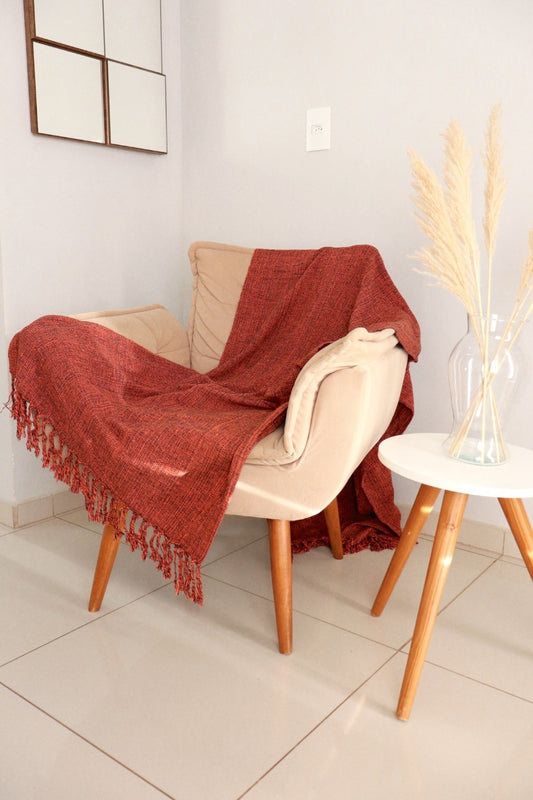 Manta para Sofá Básica Gigante Casal Terracota Mesclada 1,80x2,20m