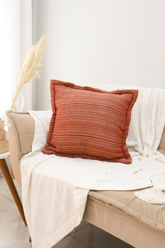 Capa de Almofada Decorativa em Algodão Terracota Mesclada 45x45