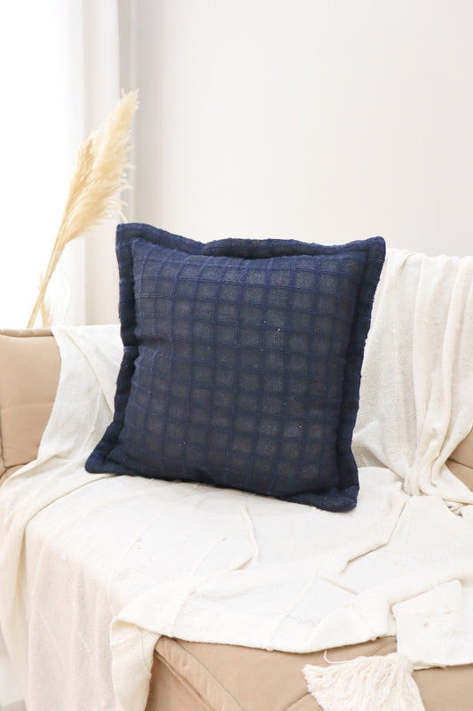 Capa de Almofada Decorativa em Algodão Lisa Azul Marinho 45x45