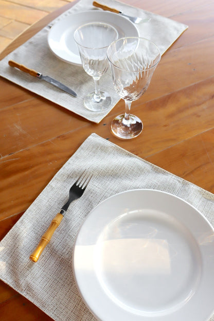 Lugar Americano Dupla Face Impermeável Folhas Verde/ Mesclado Cru