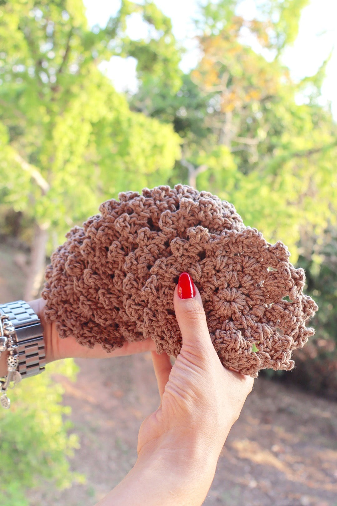 Kit 6 Porta Copos / Descanso Para Copos Crochê Café com Leite