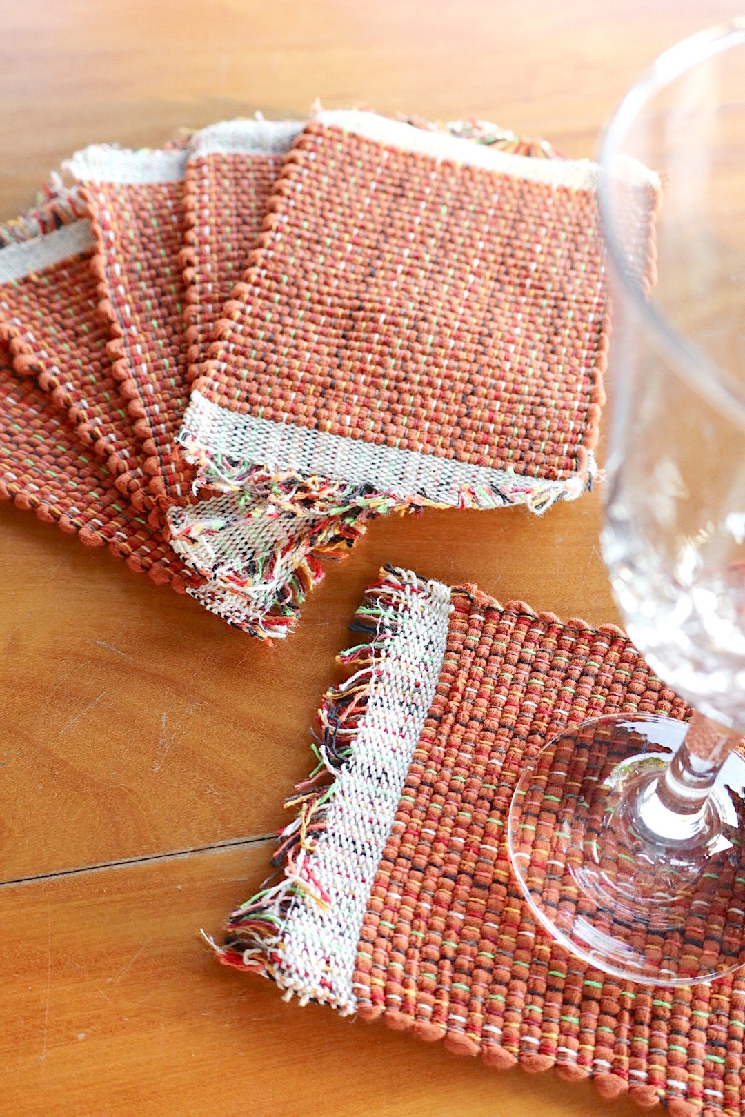 Kit 6 Porta Copos / Descanso Para Copos em Malha Terracota