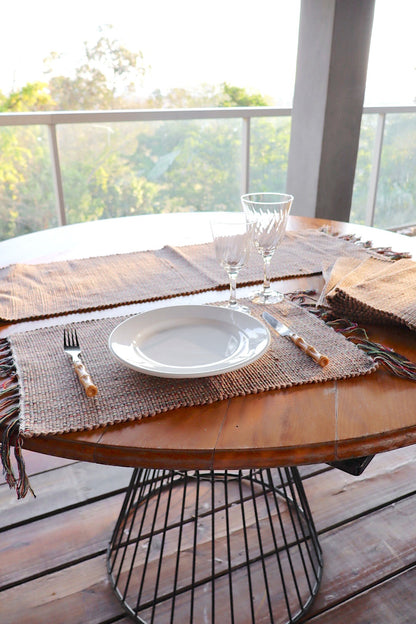 Jogo Americano Malha 7 Peças Bege