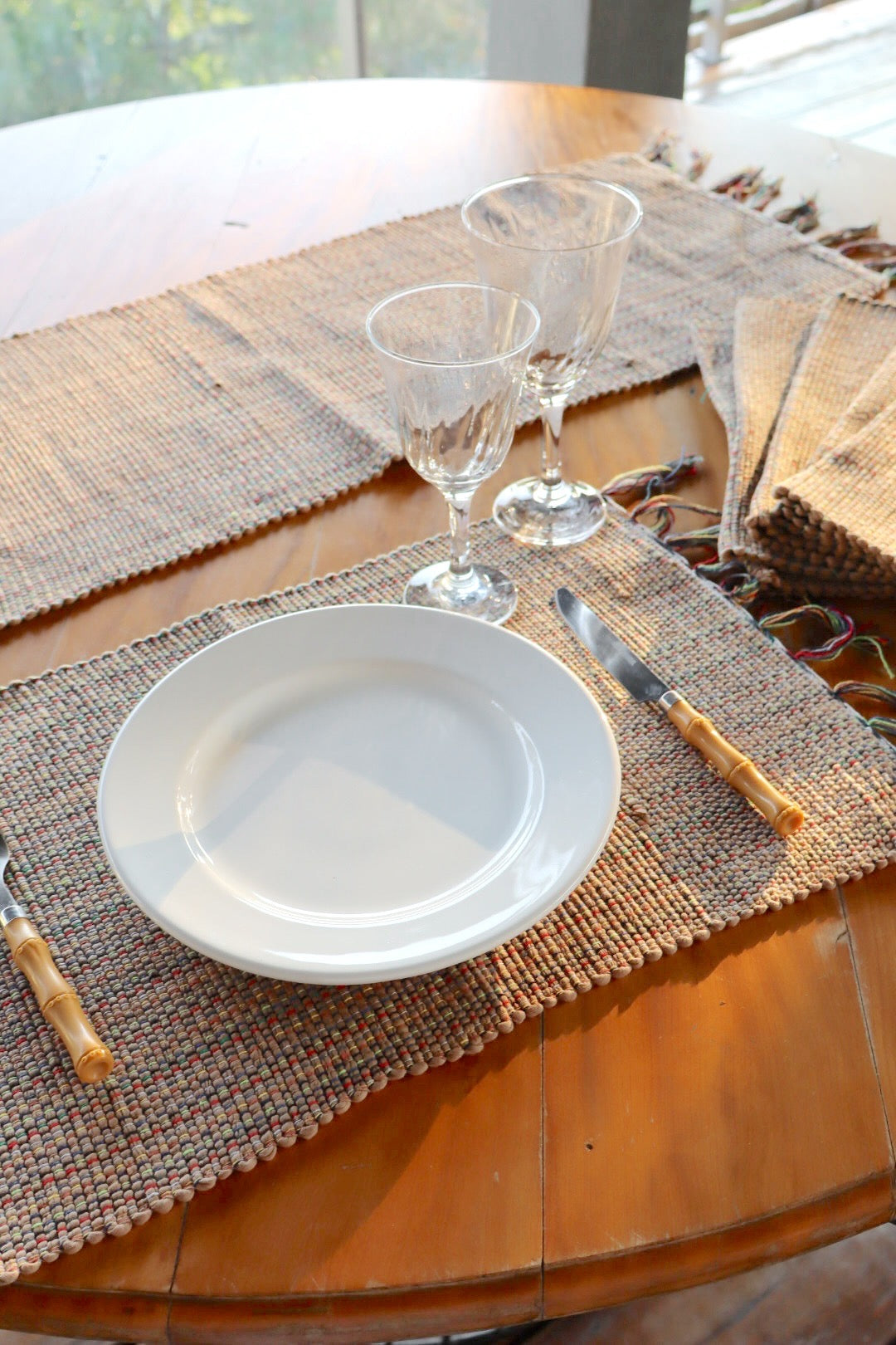 Jogo Americano Malha 7 Peças Bege