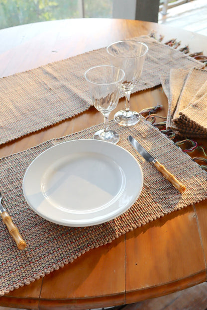 Jogo Americano Malha 7 Peças Bege