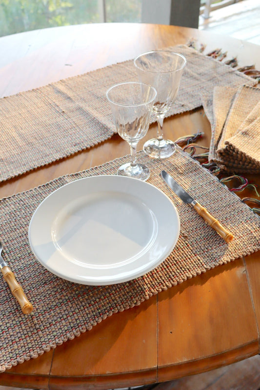 Jogo Americano Malha 7 Peças Bege