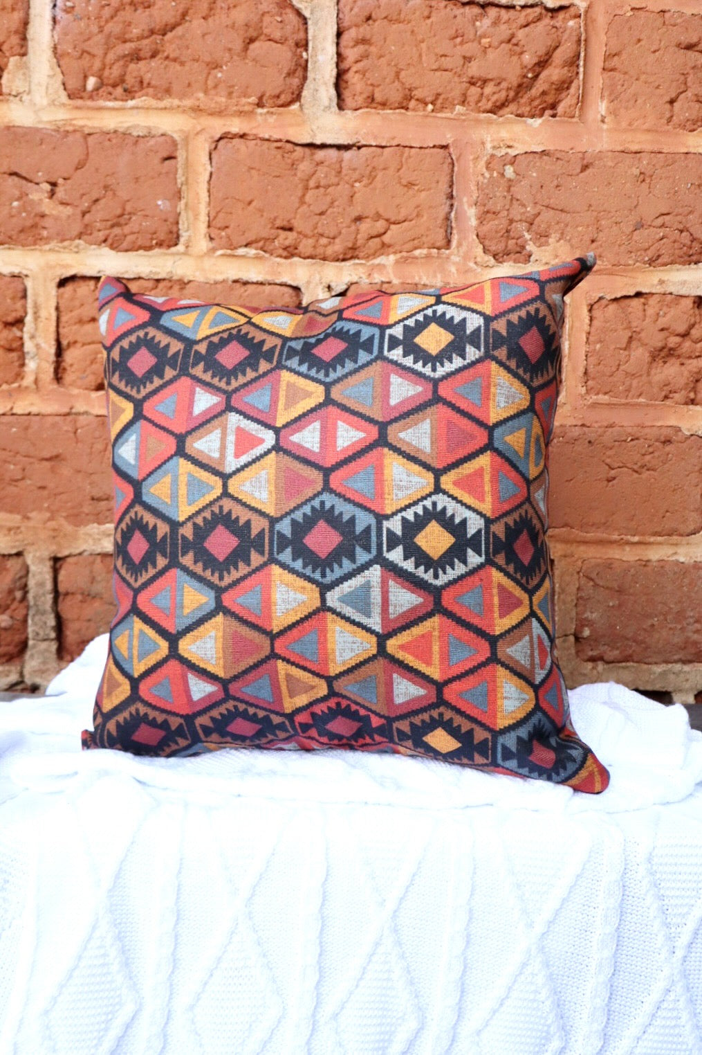 Capa de Almofada em Gorgurinho Geométrica 45x45