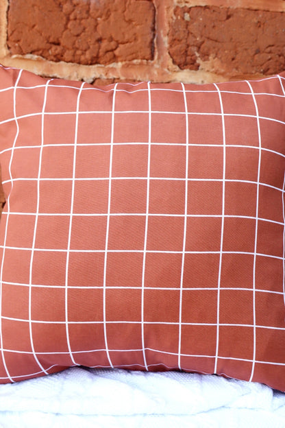 Capa de Almofada em Gorgurinho Grid Terracota 45x45