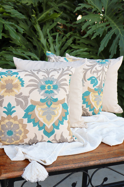 Kit 4x Almofadas Completas Floral Tifanny e Bege