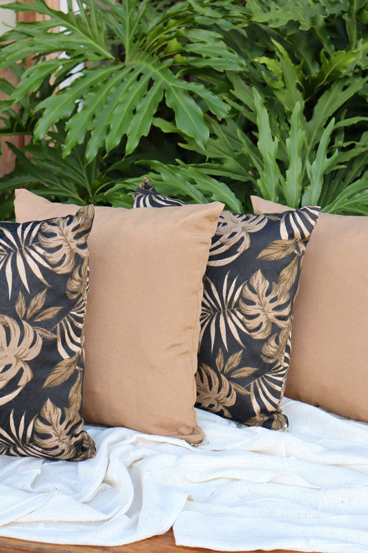 Kit 4x Almofadas Completas Folhas Caramelo