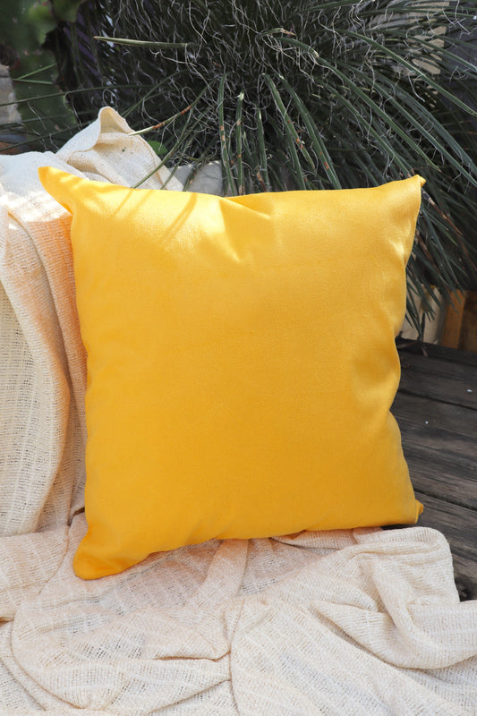 Capa de Almofada Suede Lisa Amarela 45x45