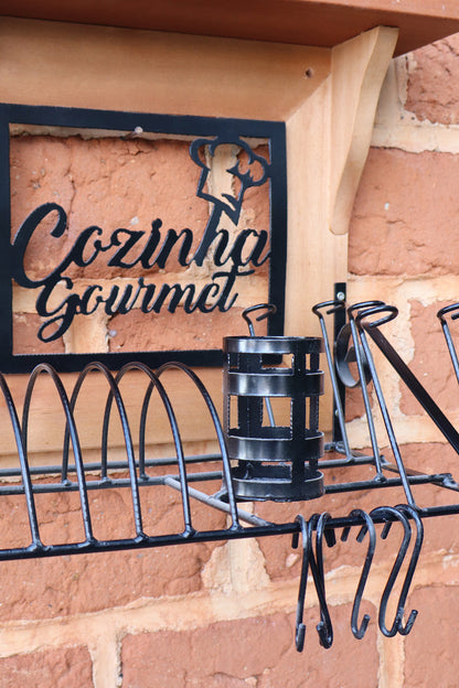 Paneleiro Rustico Ferro Madeira Escorredor Louças 40cm Cozinha Gourmet