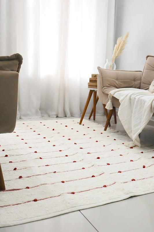 Tapete Algodão Puxadinho Pompom Terracota 1,50x2,00m