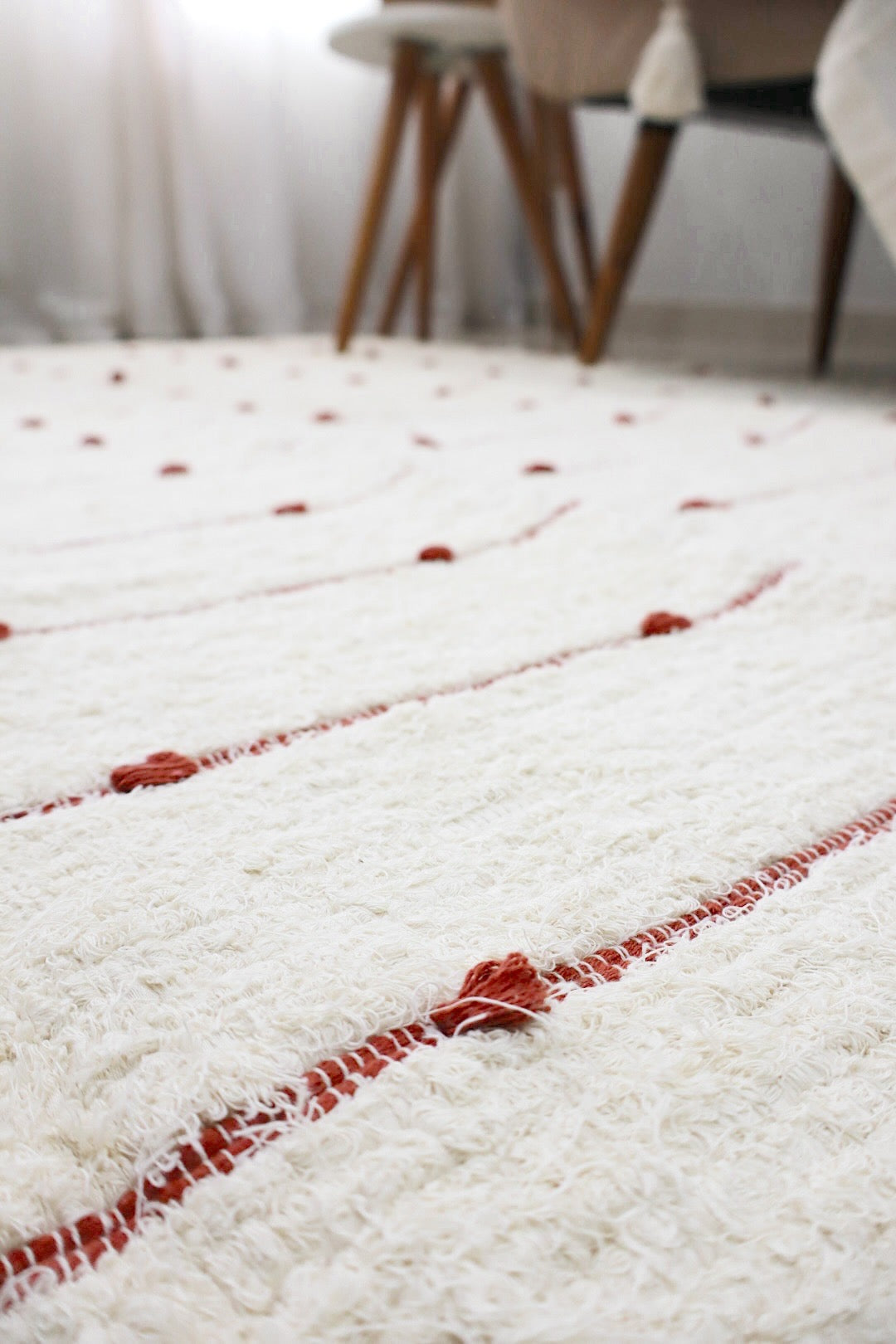 Tapete Algodão Puxadinho Pompom Terracota 1,50x2,00m