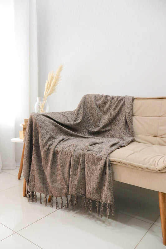 Manta para Sofá/Peseira em Chenille Café com Leite 1,20mx1,80m