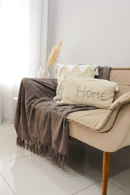 Manta para Sofá/Peseira em Chenille Café com Leite 1,20mx1,80m