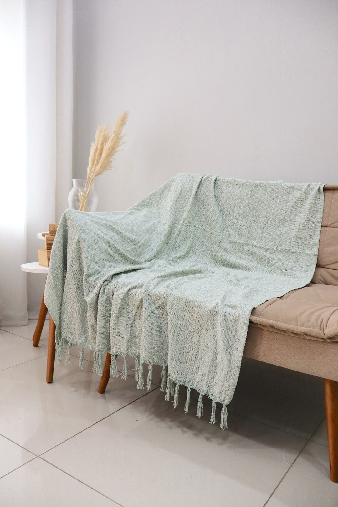 Manta para Sofá/Peseira em Chenille Verde Claro 1,20mx1,80m