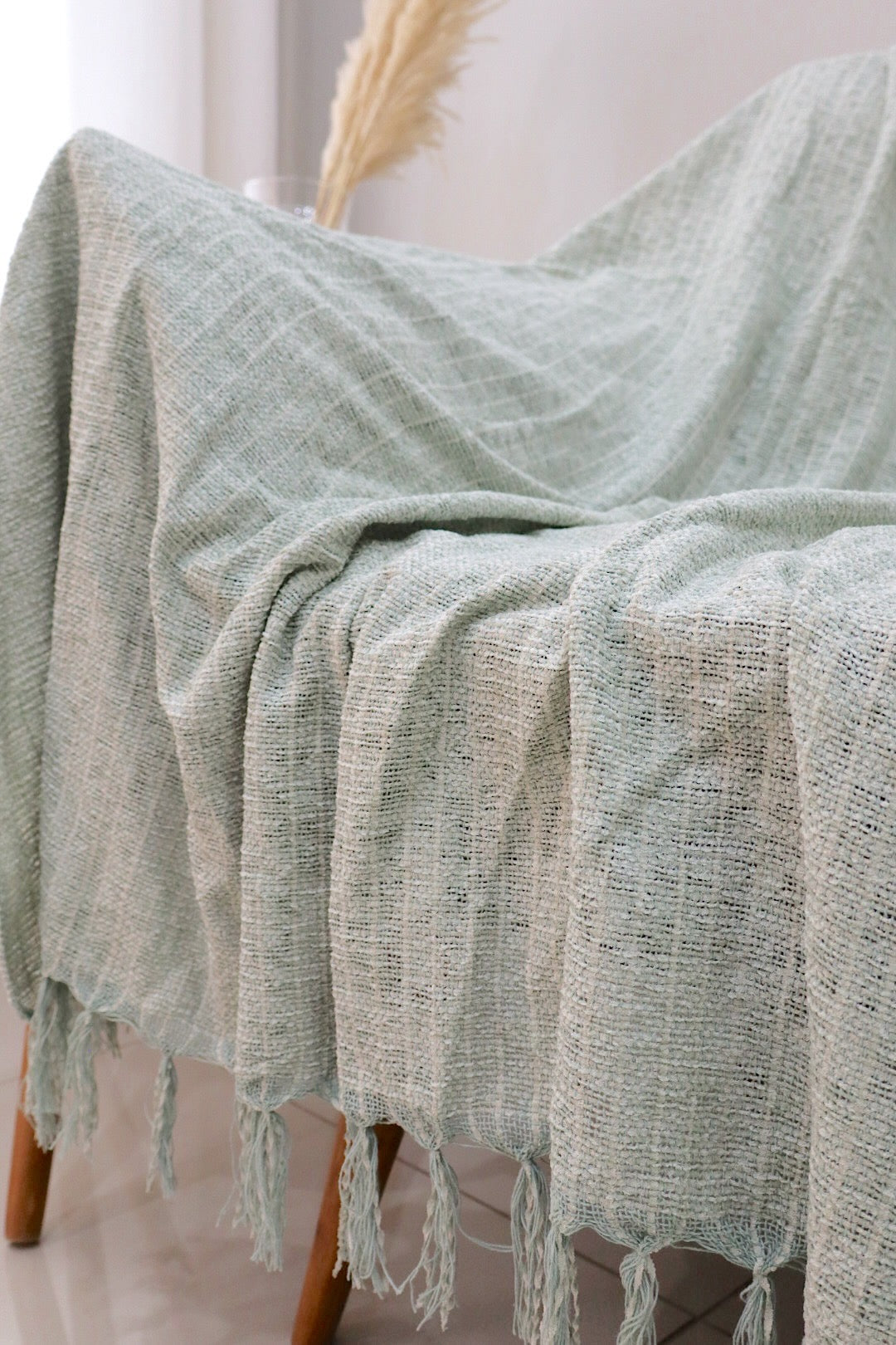 Manta para Sofá/Peseira em Chenille Verde Claro 1,20mx1,80m