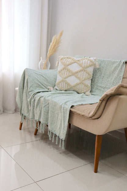 Manta para Sofá/Peseira em Chenille Verde Claro 1,20mx1,80m