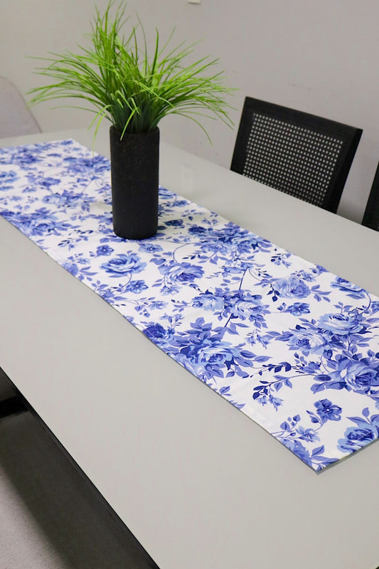 Caminho de Mesa Impermeável Belize Floral Azul