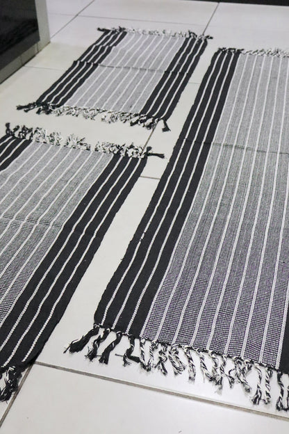 Jogo de Passadeira com 3 Peças em Algodão Comum Preto e Cinza