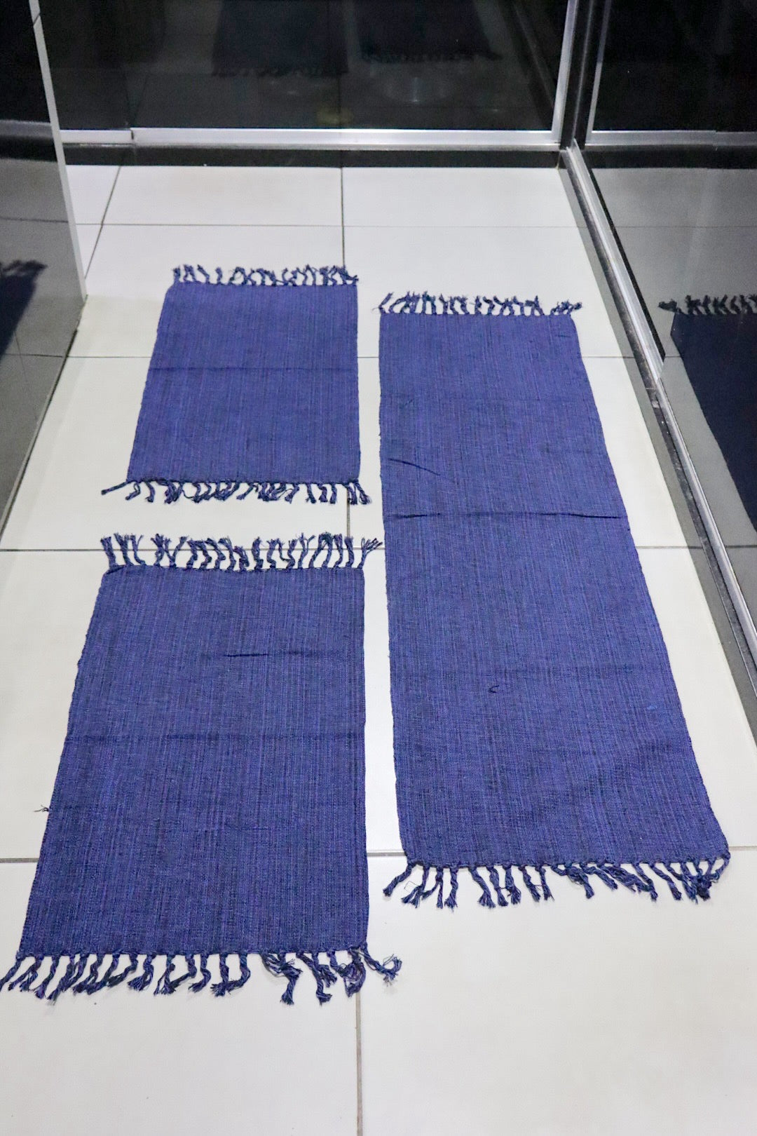 Jogo de Passadeira com 3 Peças em Algodão Comum Azul Mesclado