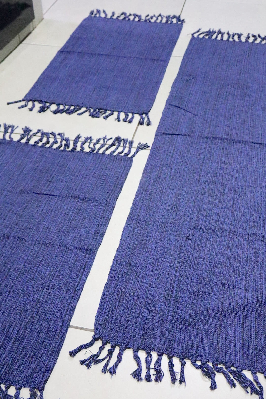 Jogo de Passadeira com 3 Peças em Algodão Comum Azul Mesclado