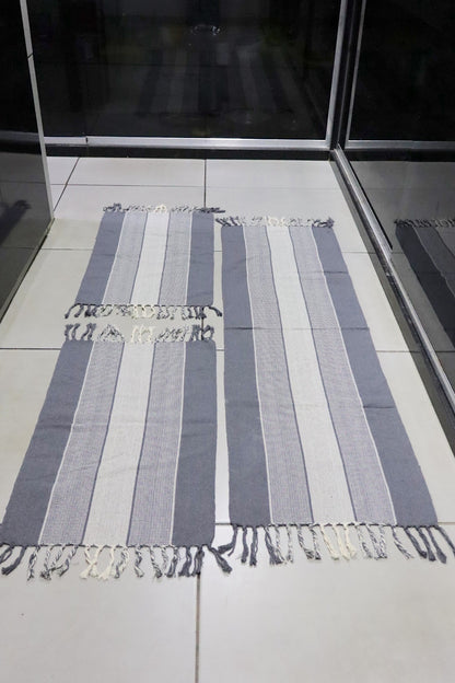 Jogo de Passadeira com 3 Peças em Algodão Comum Cinza