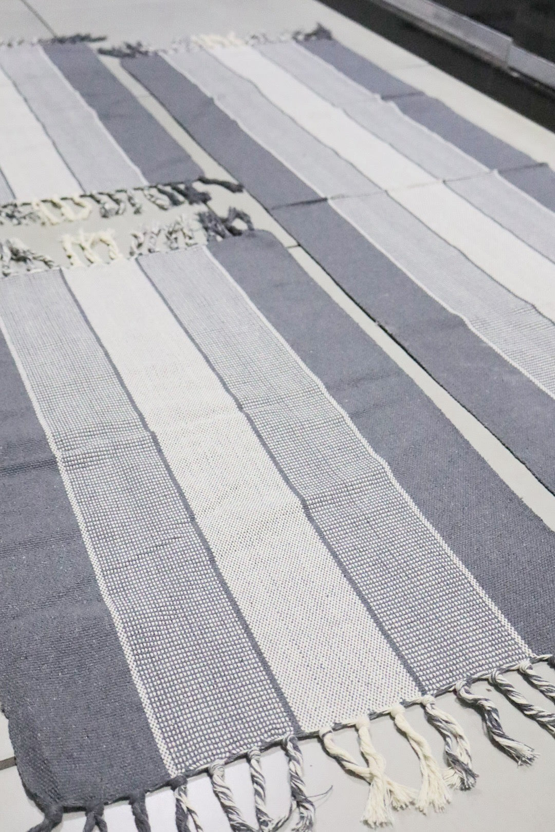 Jogo de Passadeira com 3 Peças em Algodão Comum Cinza