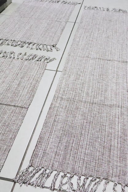 Jogo de Passadeira com 3 Peças em Algodão Comum Cinza Mesclado