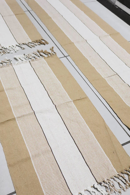 Jogo de Passadeira com 3 Peças em Algodão Comum Bege