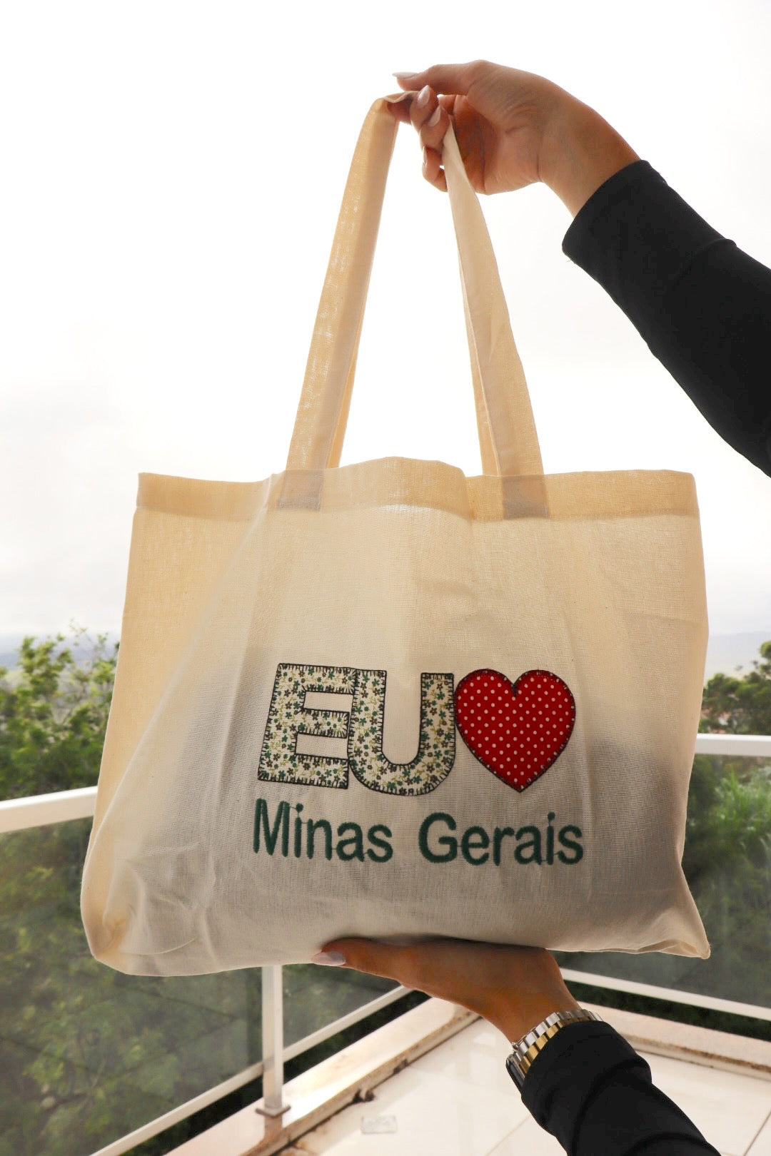 Bolsa de Ombro Algodão Eu Amo MG Verde