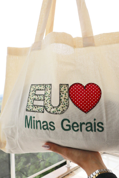 Bolsa de Ombro Algodão Eu Amo MG Verde