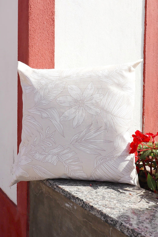 Capa de Almofada Impermeável Belize Folhas Bege Claro 45x45