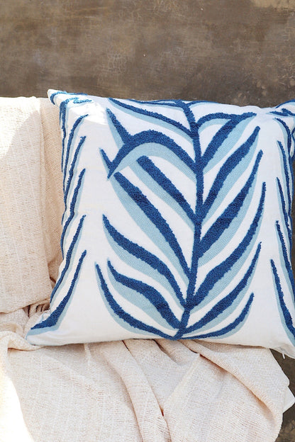 Capa de Almofada Bordada em Linho 45x45 Azul