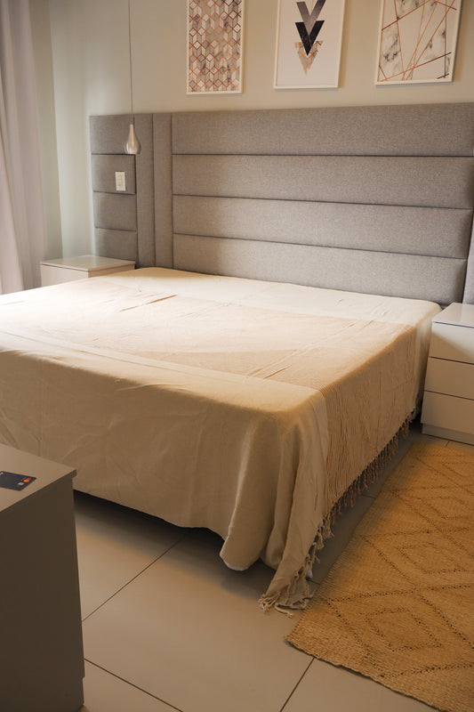 Colcha para Cama Queen 2,40x2,60m Artesanal Cru Listrada