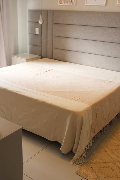 Colcha para Cama Queen 2,40x2,60m Artesanal Cru Listrada