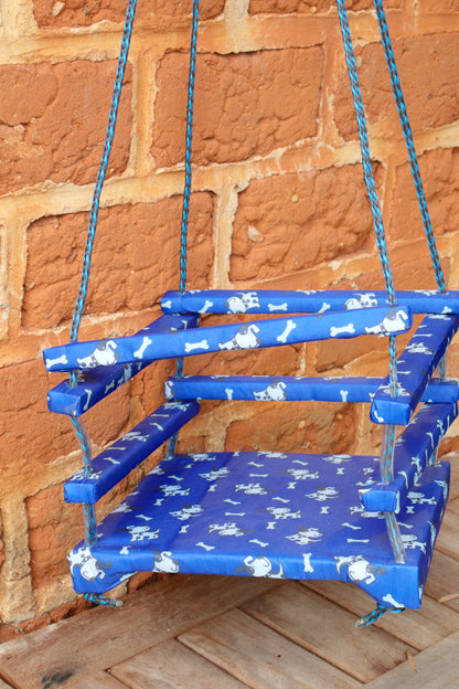 Balanço Infantil de Madeira Estampado Cachorro Azul