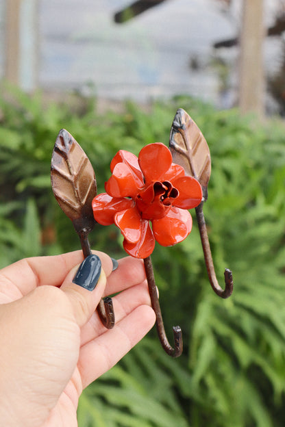 Porta Chaves Flor Ferro Laranja