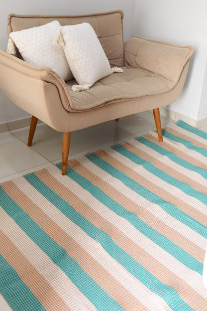 Tapete em Linha Listrado Tifanny e Café com Leite 1,50x2,00m