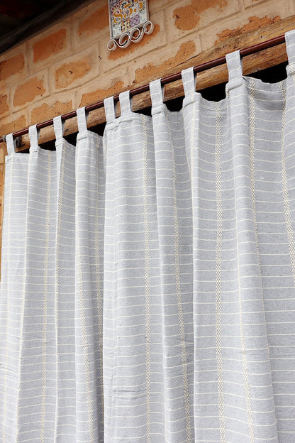 Cortina Algodão Havana Cinza Com Alça 1,80x2,00m