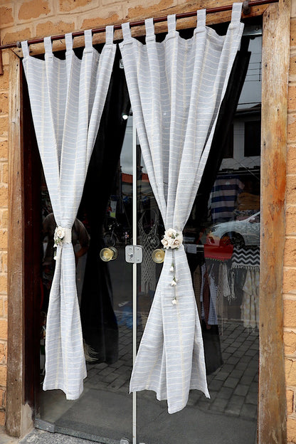 Cortina Algodão Havana Cinza Com Alça 1,80x2,00m