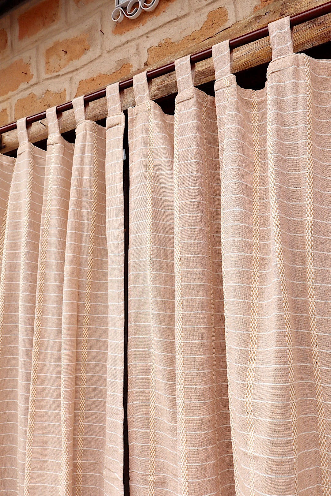 Cortina Algodão Havana Bege Com Alça 1,80x2,00m