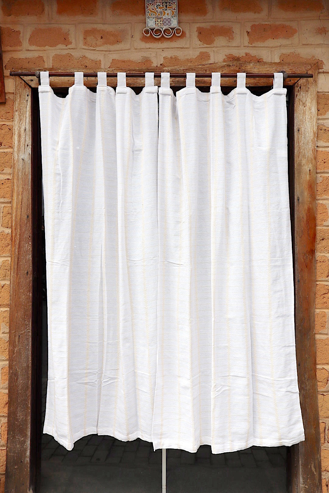 Cortina Algodão Havana Branca Com Alça 1,80x2,00m